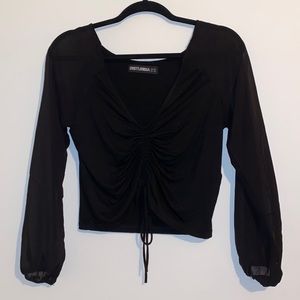 Disturbia cinch front long sleeve top